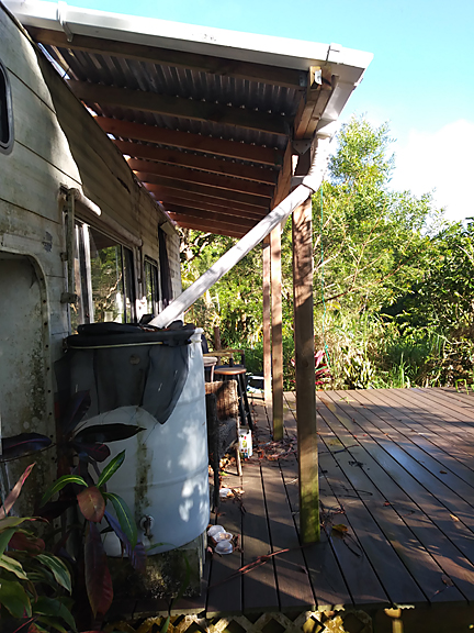 water barrel from roof gutter